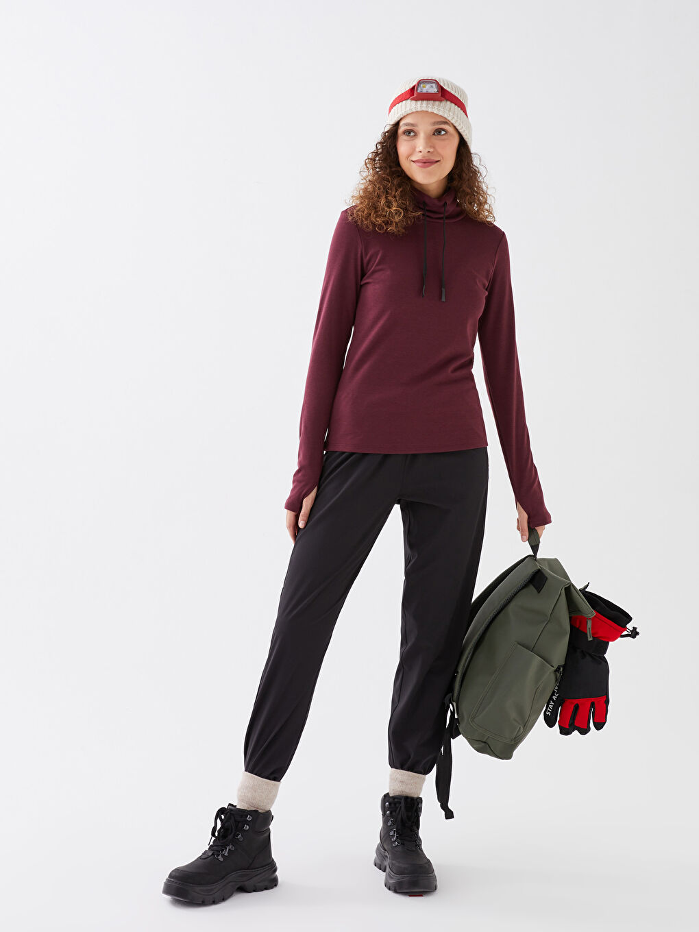 Women's Elastic Waist Plain Jogger Trousers-1