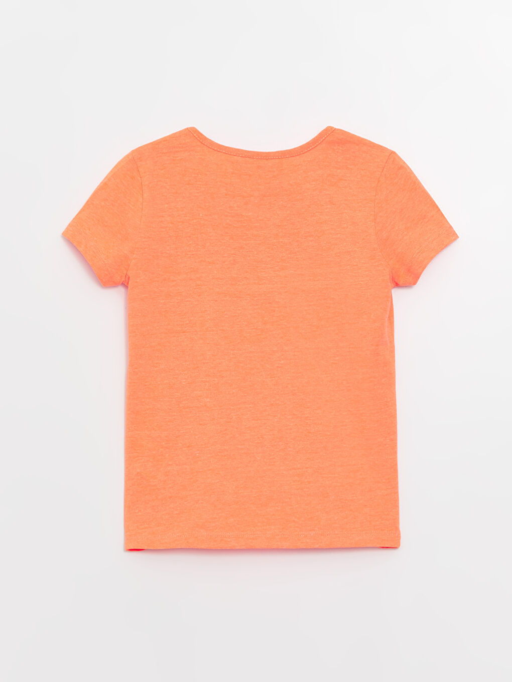Turuncu Bisiklet Yaka Baskılı Kısa Kollu Kız Çocuk Tişört-4