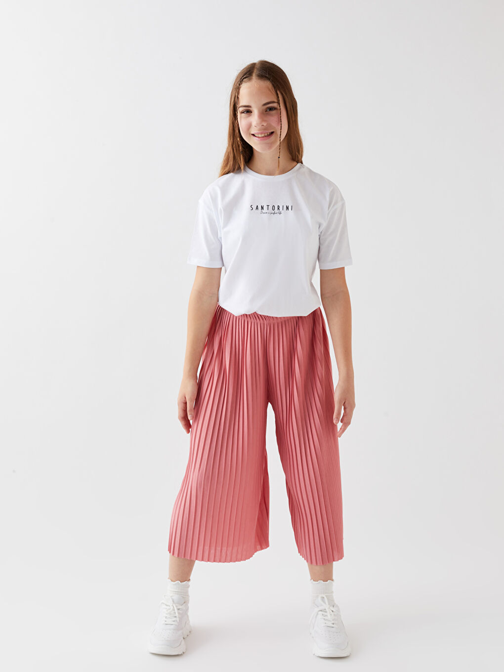 LCW Kids Elasticated Waist Pleated Girls' Trousers -S38225Z4-GJZ