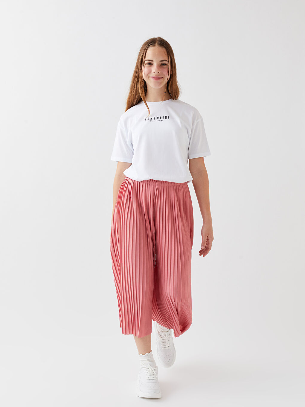 LCW Kids Elasticated Waist Pleated Girls' Trousers -S38225Z4-GJZ
