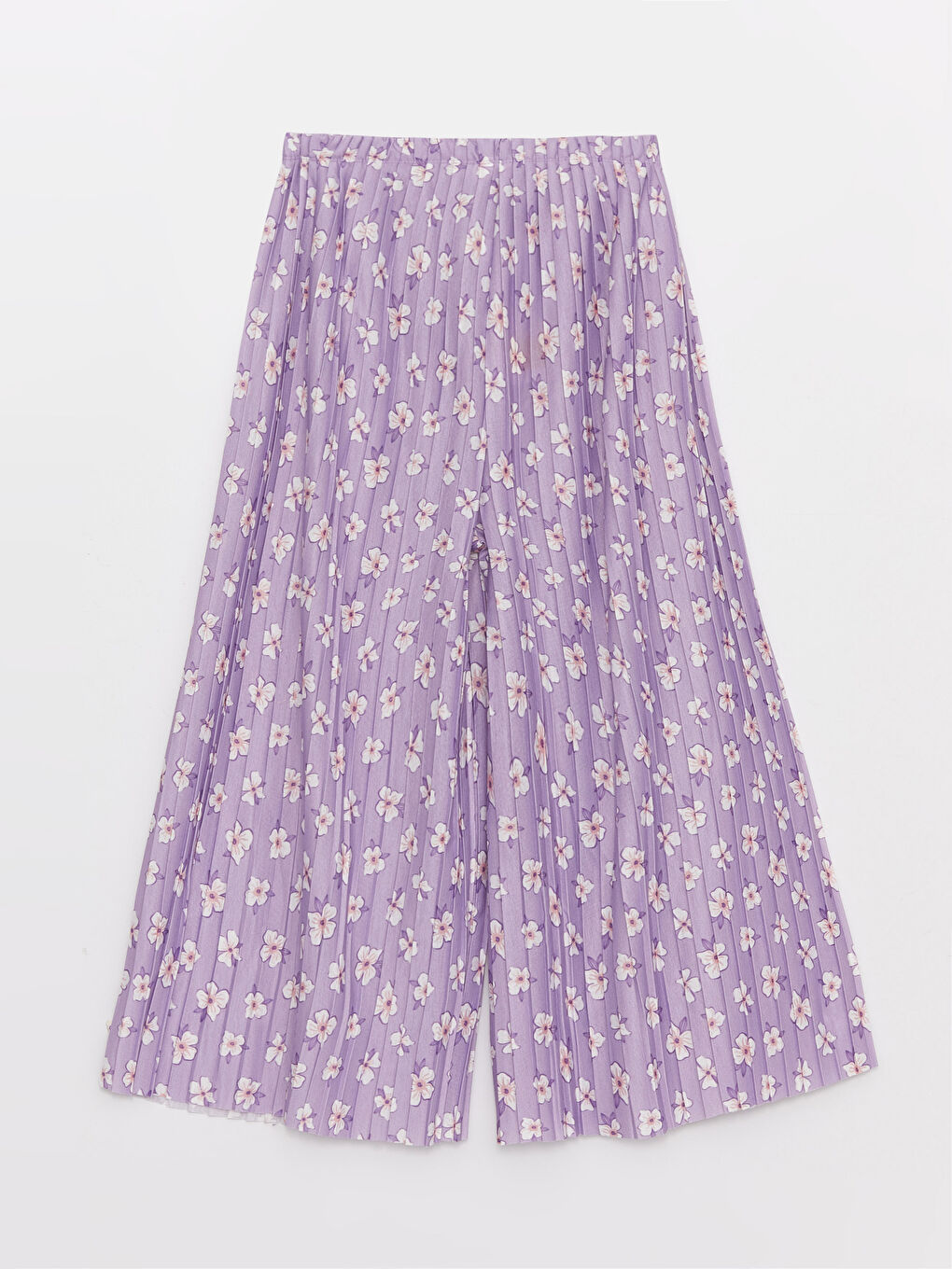 LCW Kids Elastic Waist Patterned Wide Leg Girl Trousers -S38226Z4-LSC