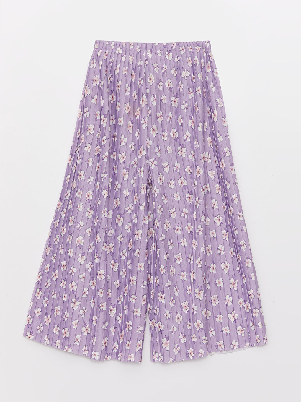 LCW Kids Elastic Waist Patterned Wide Leg Girl Trousers -S38226Z4-LSC