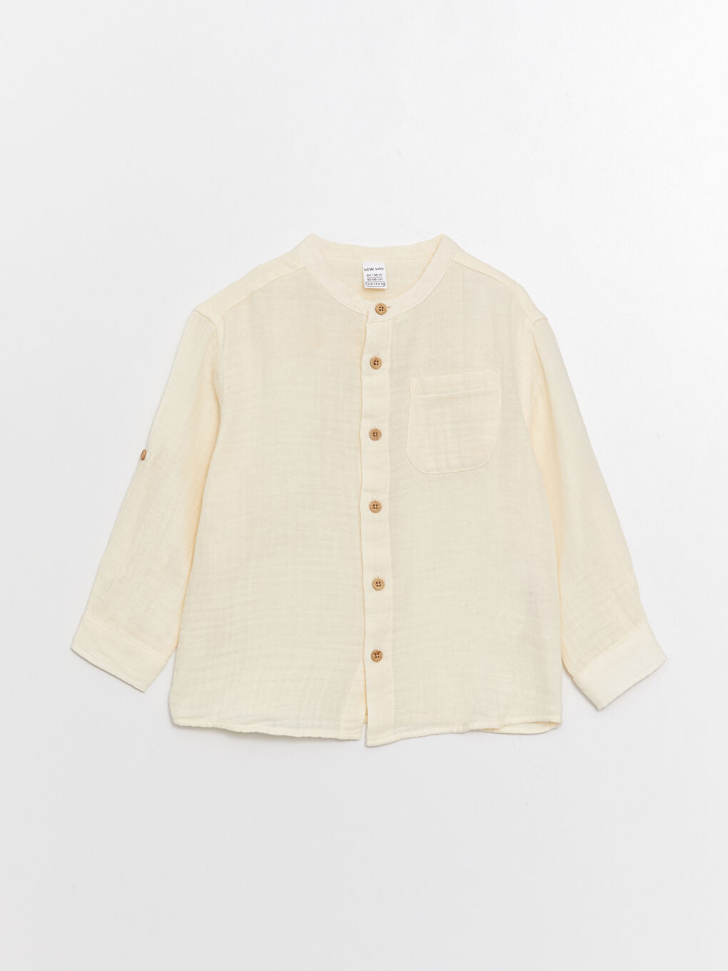 Chemise Basique à Manches Longues Col Mao pour Bébé Garçons