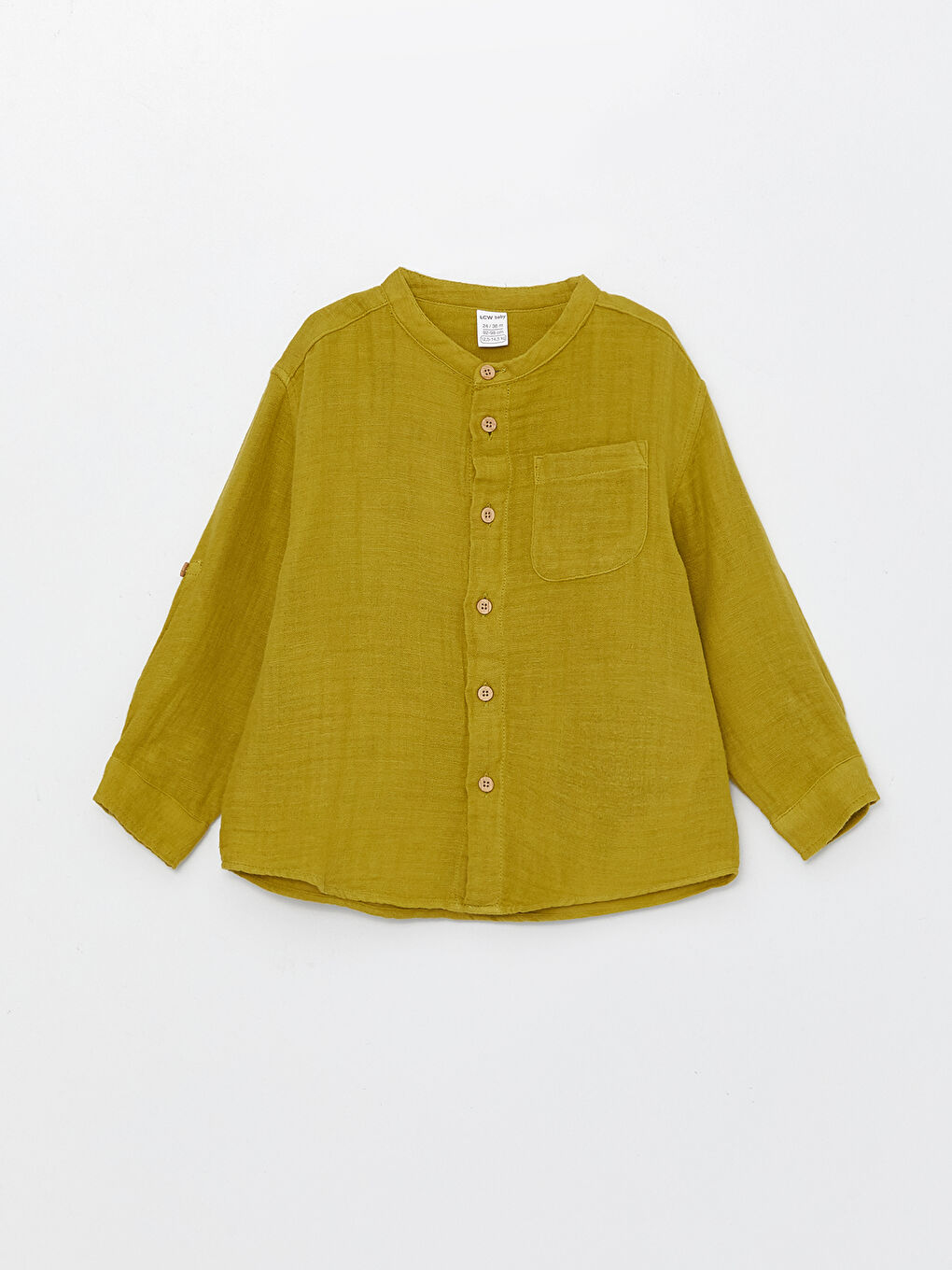 قميص أولاد رضع أساسي كم طويل بياقة مندرين