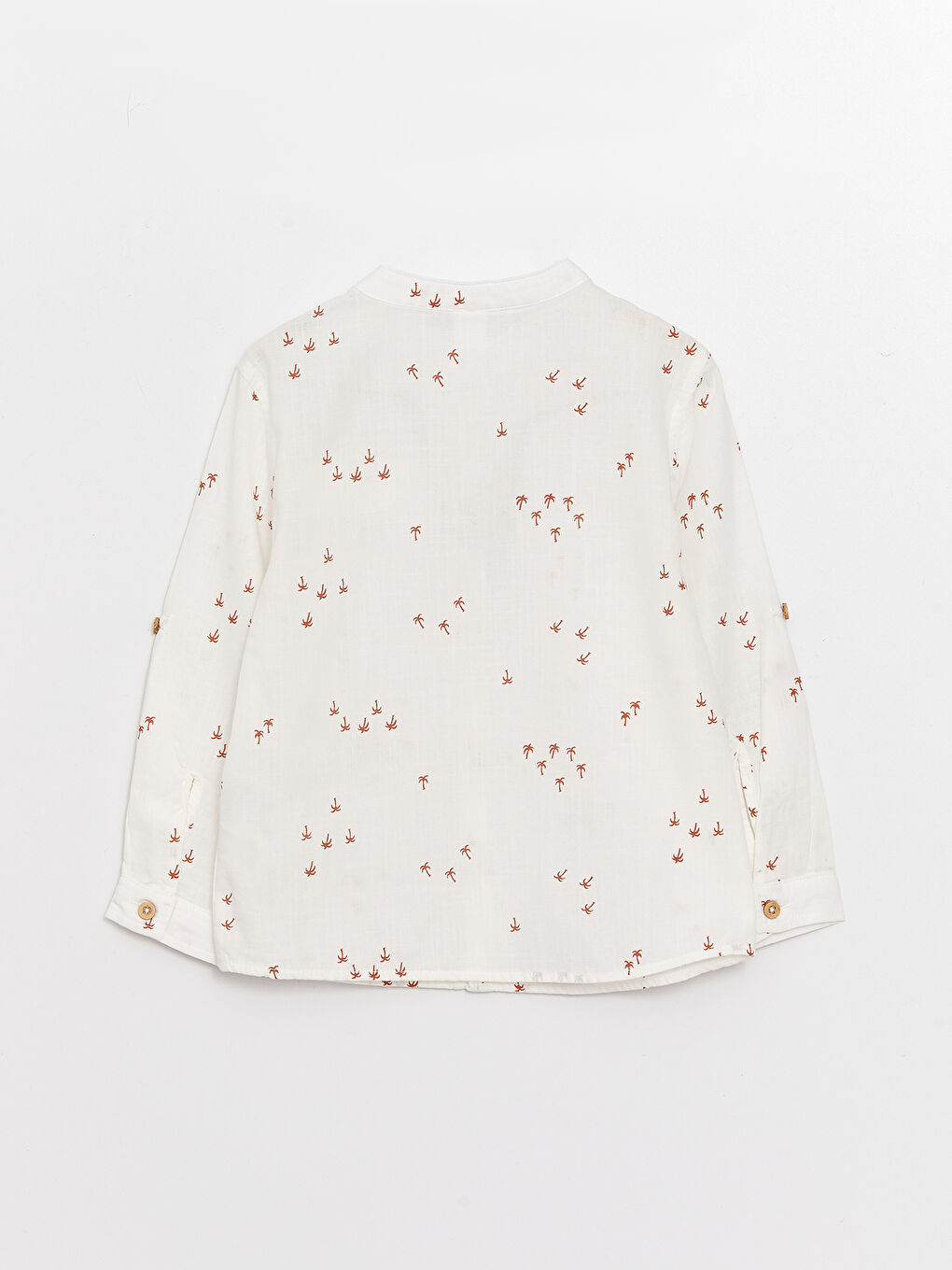 Grandad Collar Long Sleeve Patterned Baby Boys' Shirt-1
