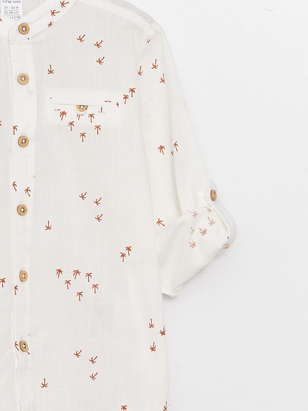 Grandad Collar Long Sleeve Patterned Baby Boys' Shirt-2