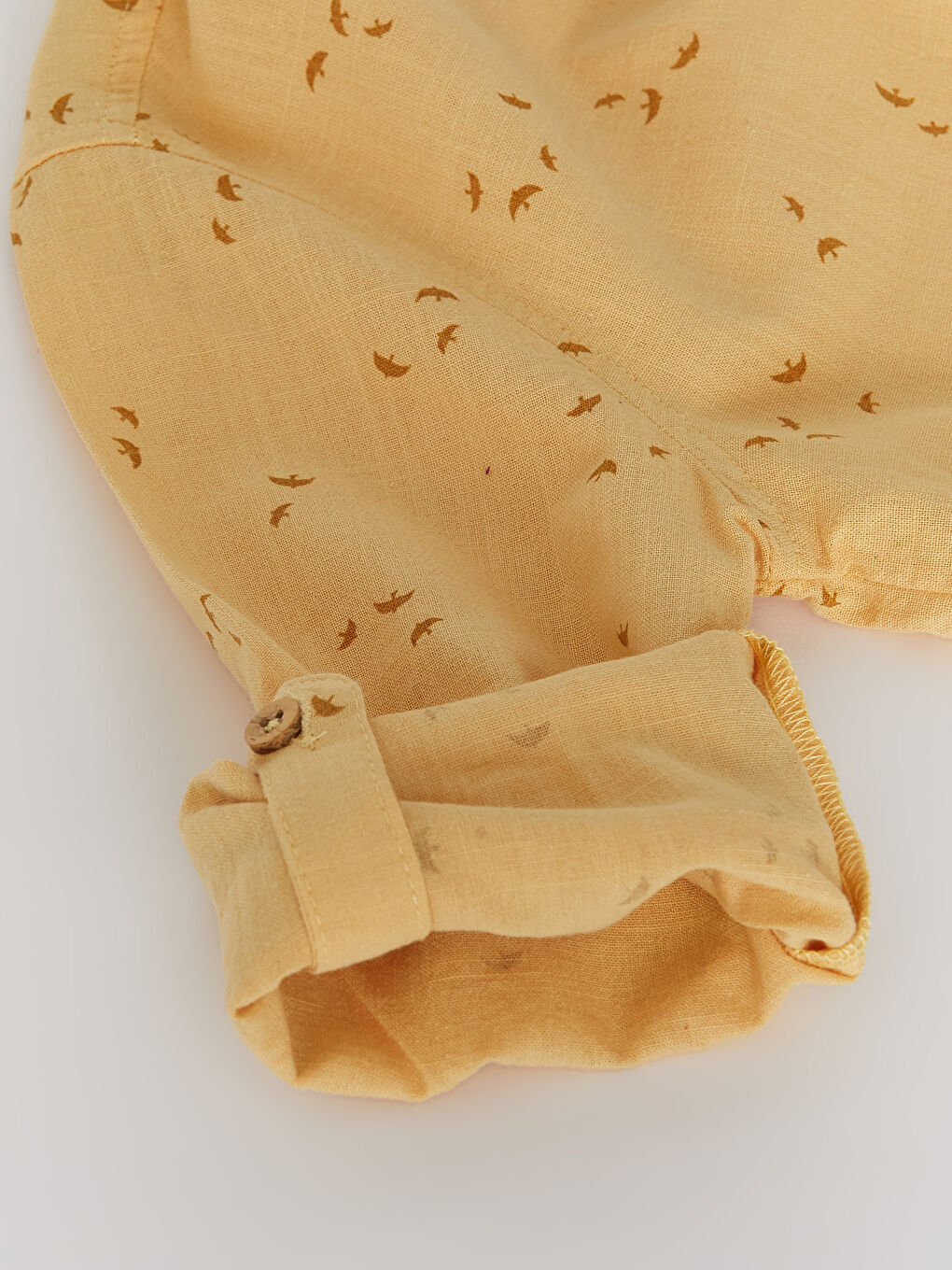 Sarı Hakim Yaka Uzun Kollu Desenli Erkek Bebek Gömlek-2