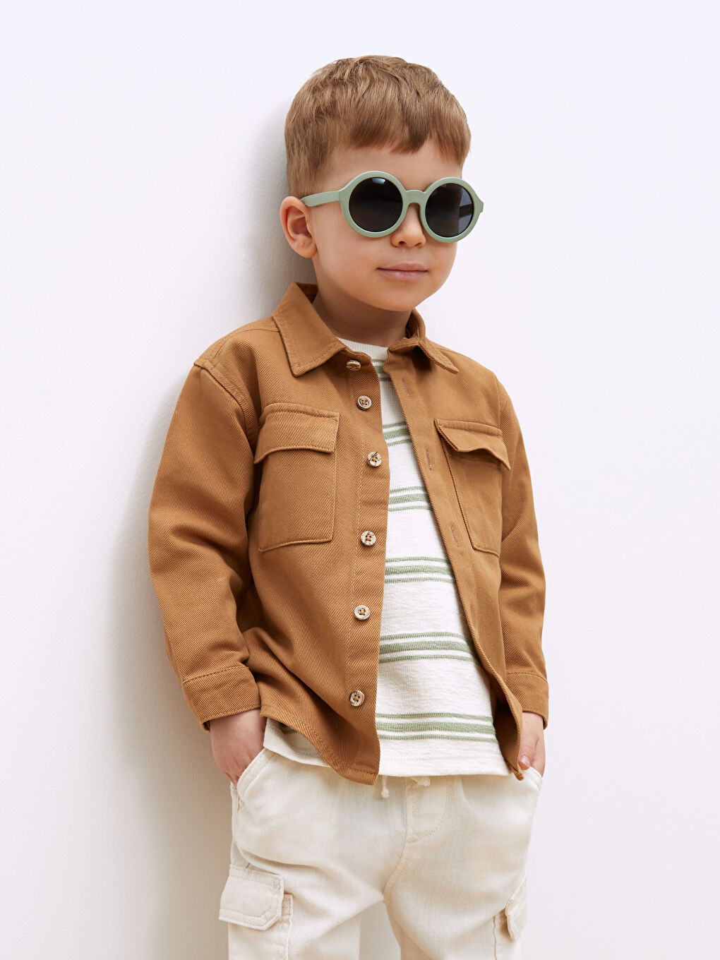 قميص أساسي كم طويل للأولاد الرضع-1