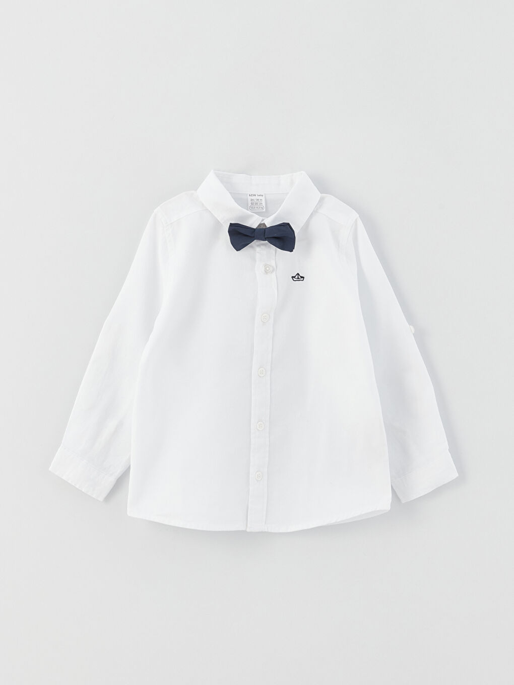 Long Sleeve Embroidery Detailed Baby Boy Shirt and Bow Tie 2-Pack Set