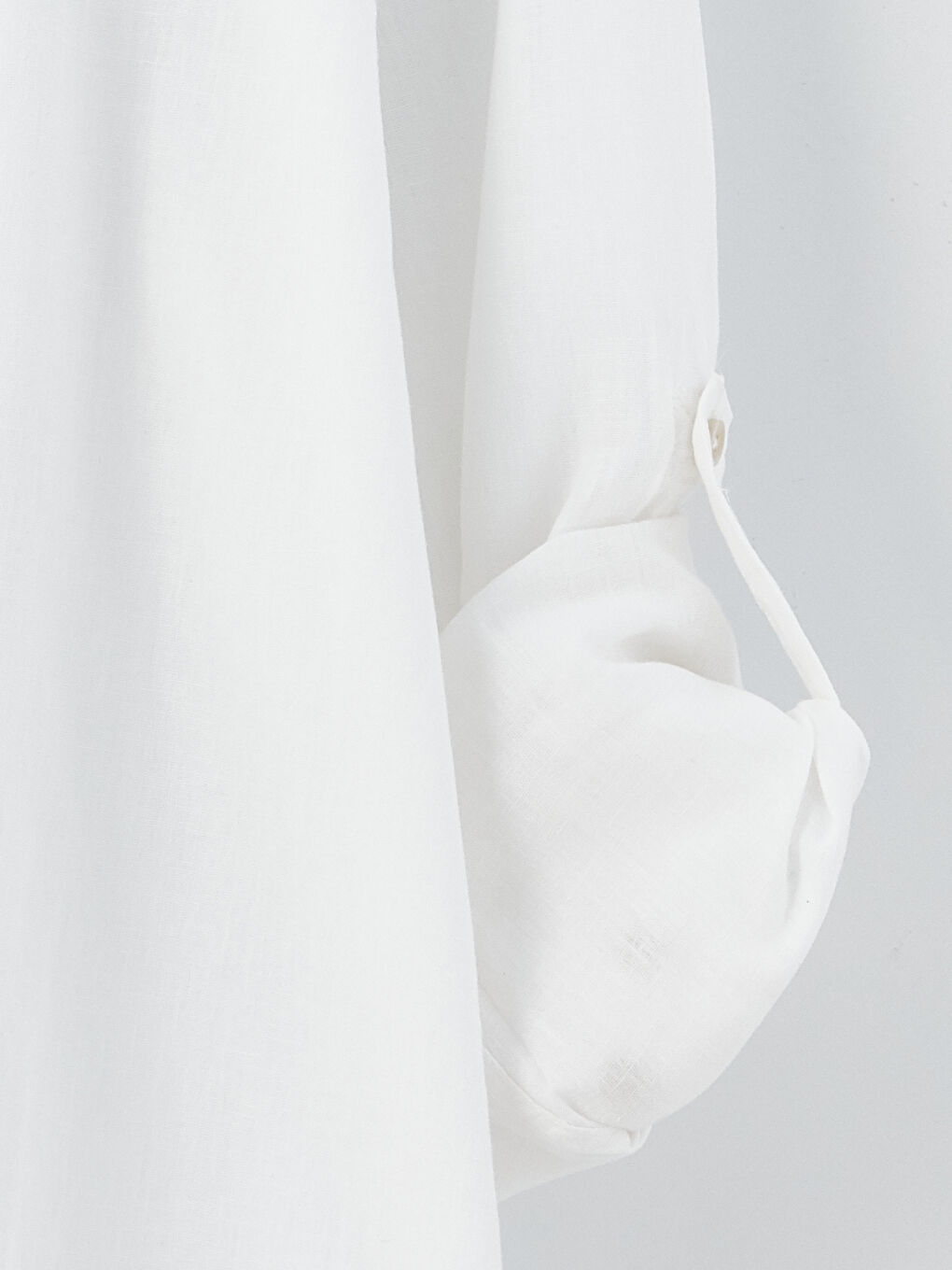 Beyaz Regular Fit Uzun Kollu Keten Karışımlı Erkek Gömlek-7