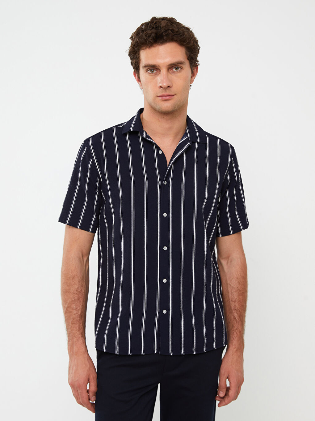 LCW Vision Regular Fit Short Sleeve Striped Men's Shirt -S38244Z8-LGS