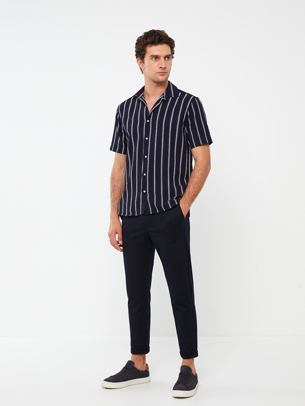 LCW Vision Regular Fit Short Sleeve Striped Men's Shirt -S38244Z8-LGS