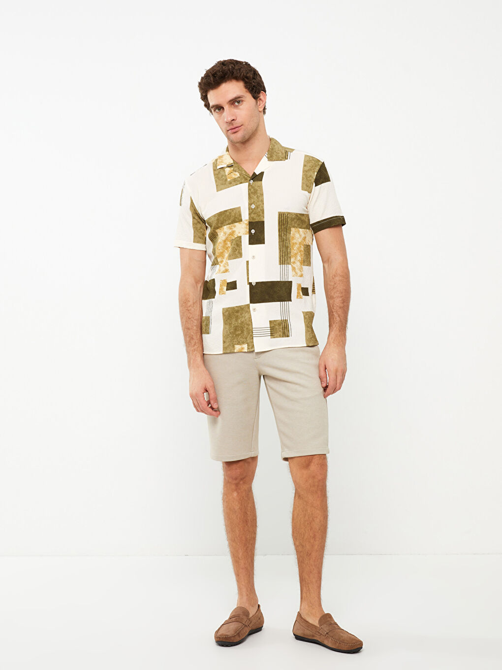 Regular Fit Short Sleeve Patterned Men's Shirt-2