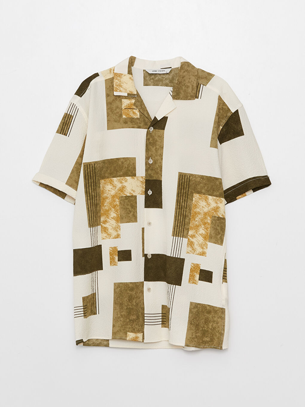 Regular Fit Short Sleeve Patterned Men's Shirt-5
