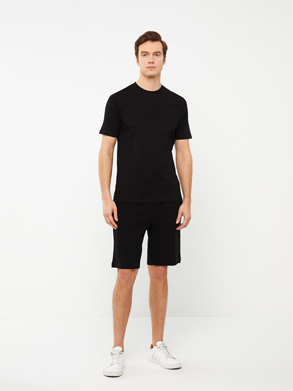 Siyah Standart Kalıp Erkek Roller Şort-1