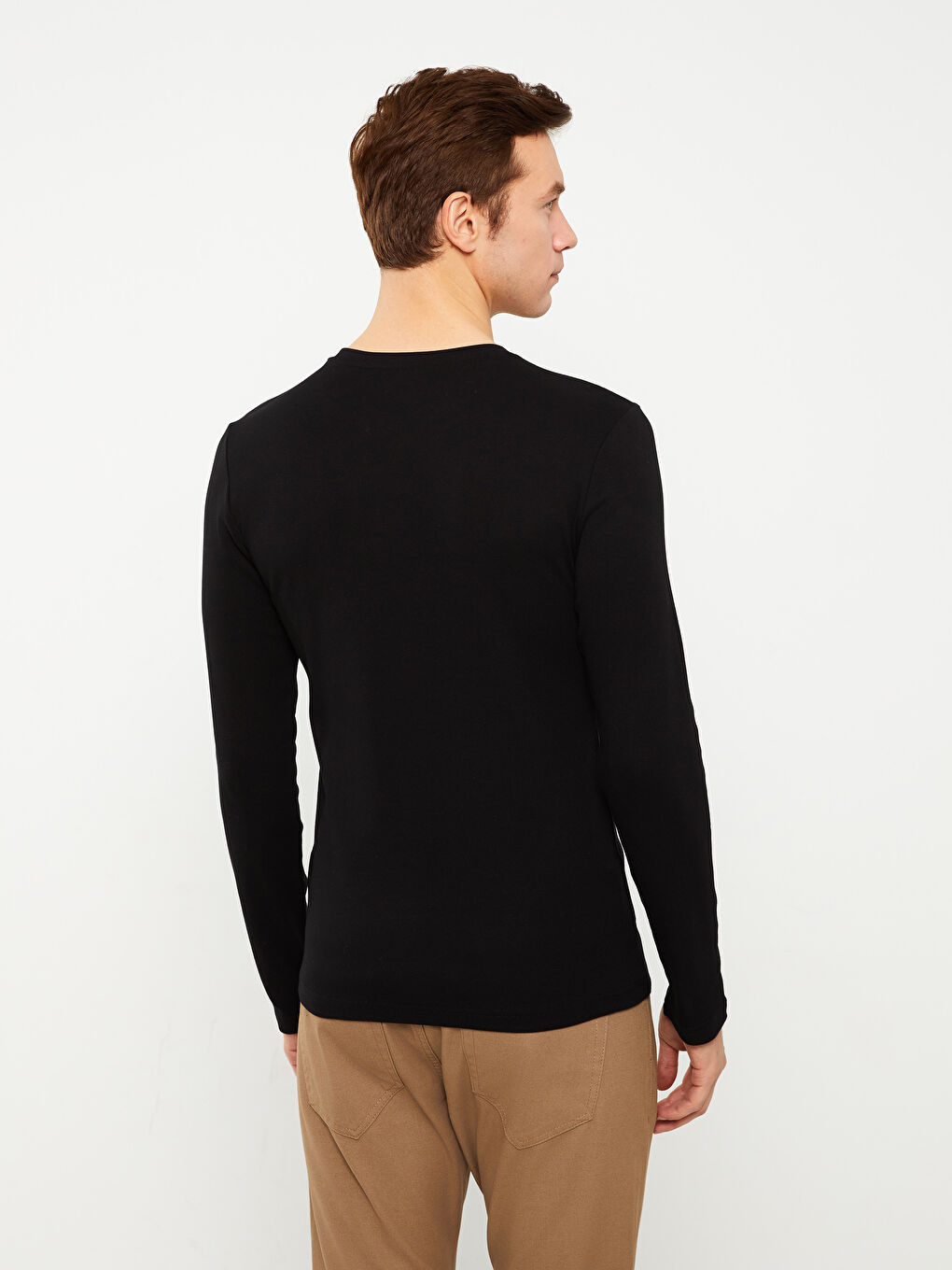 تيشيرت رجالي كم طويل ياقة دائرية جيرسي-4