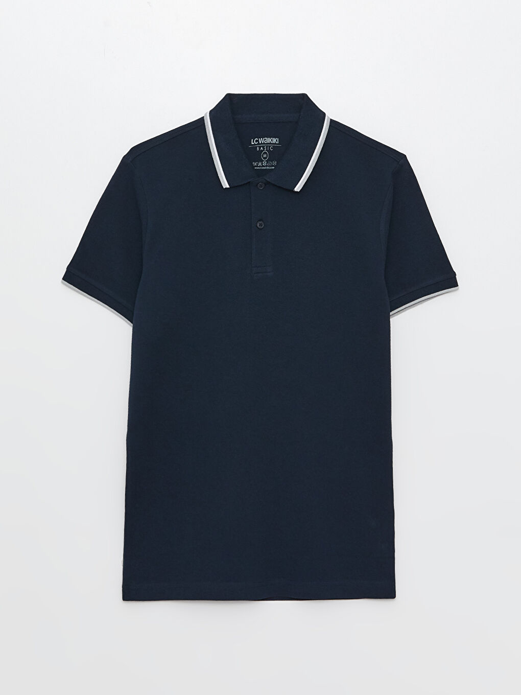 Lacivert Polo Yaka Kısa Kollu Pike Erkek Tişört-5