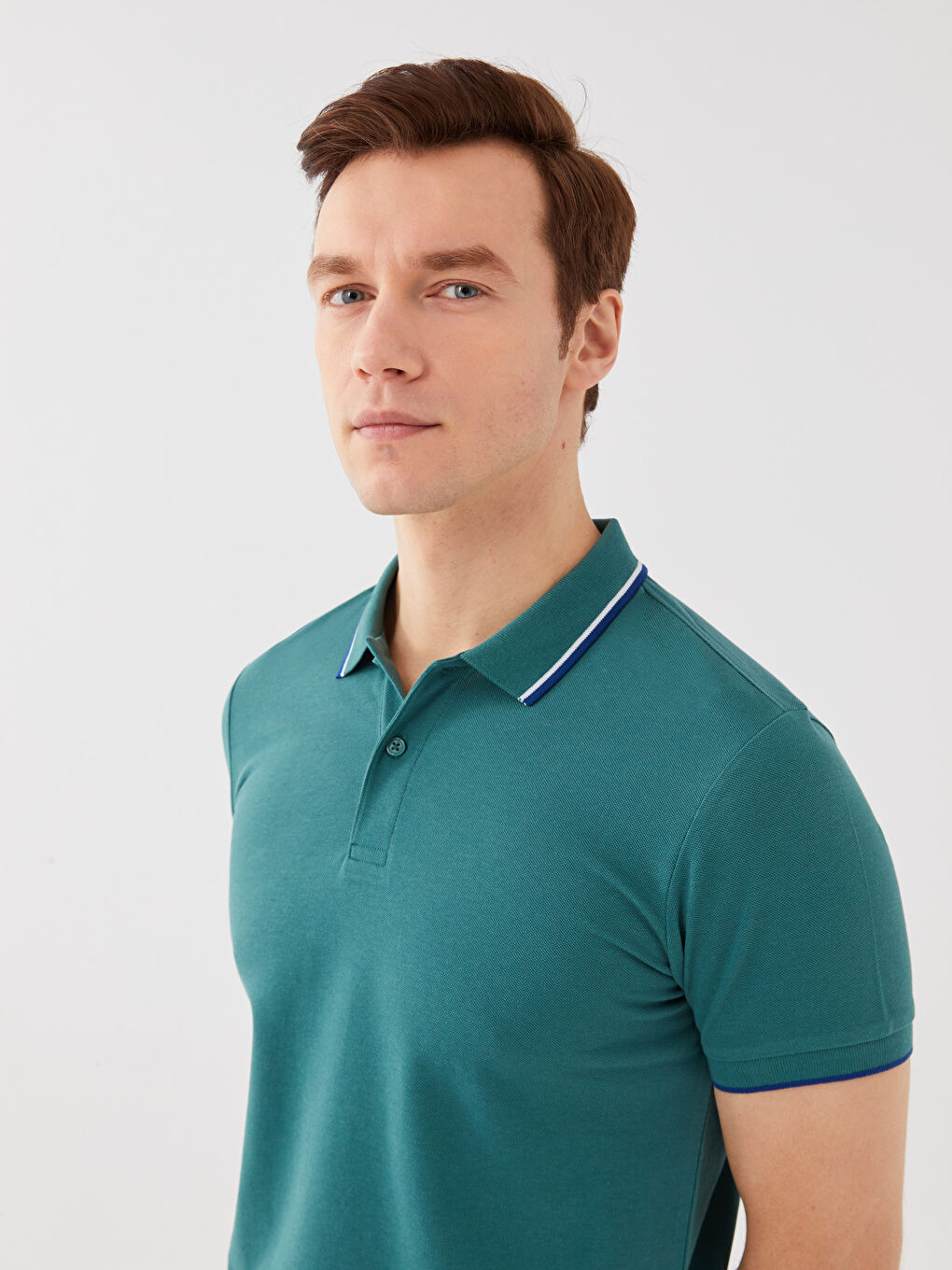 Yeşil Polo Yaka Kısa Kollu Pike Erkek Tişört