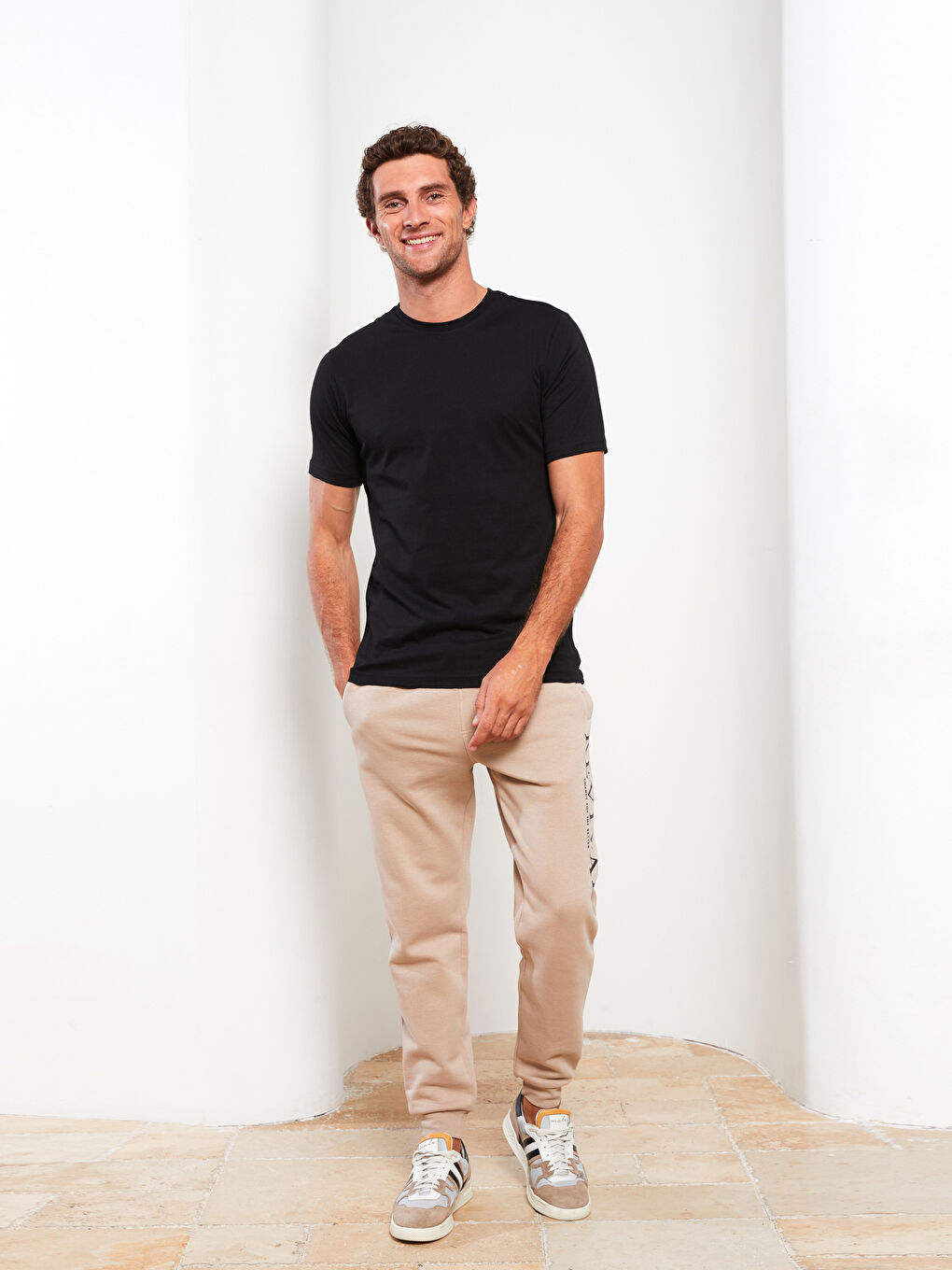 Tricou pentru Bărbați din Jerseu cu Guler Rotund-1