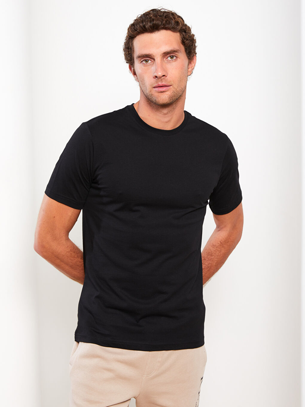 Tricou pentru Bărbați din Jerseu cu Guler Rotund-2