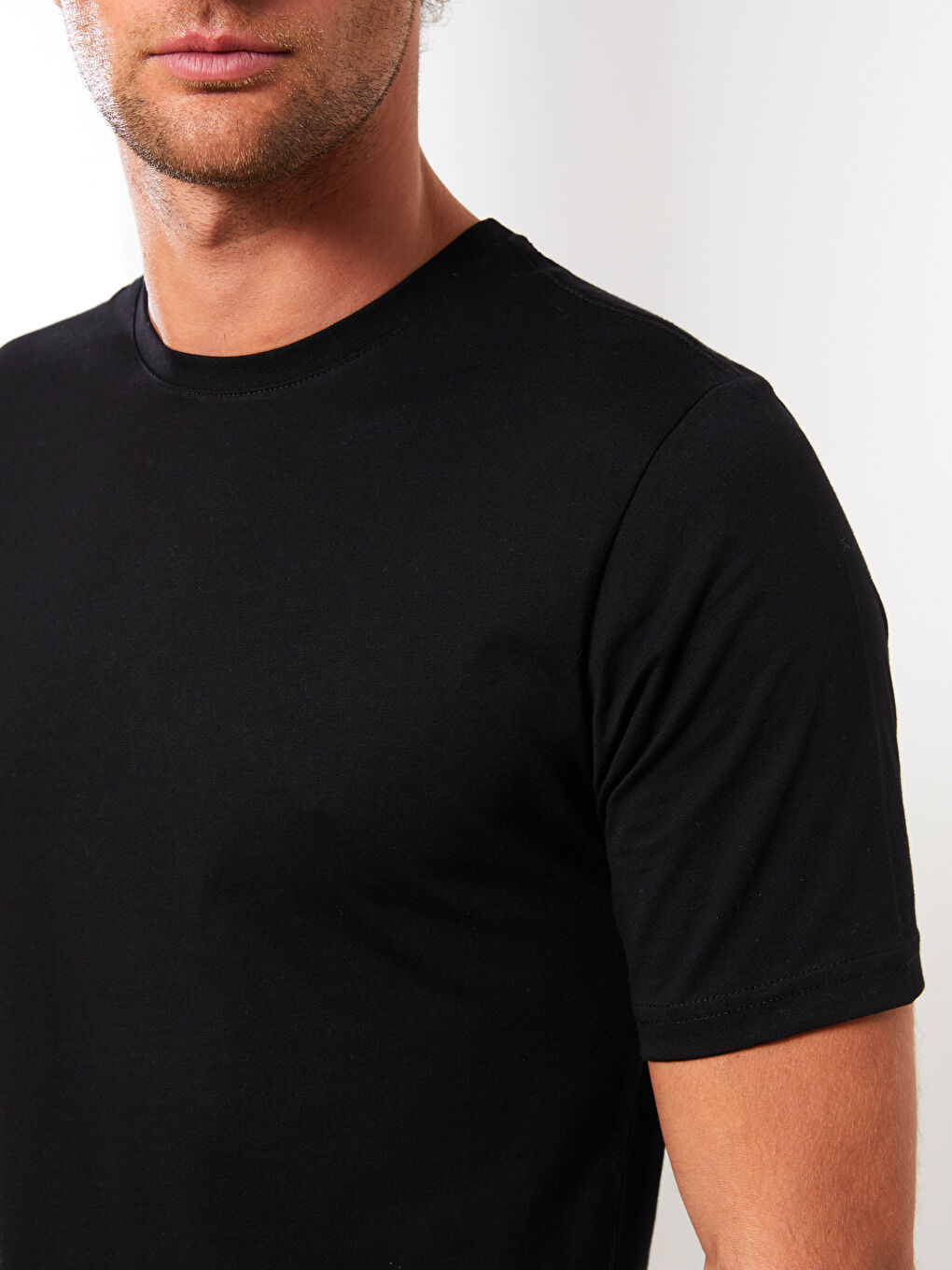 Tricou pentru Bărbați din Jerseu cu Guler Rotund-3