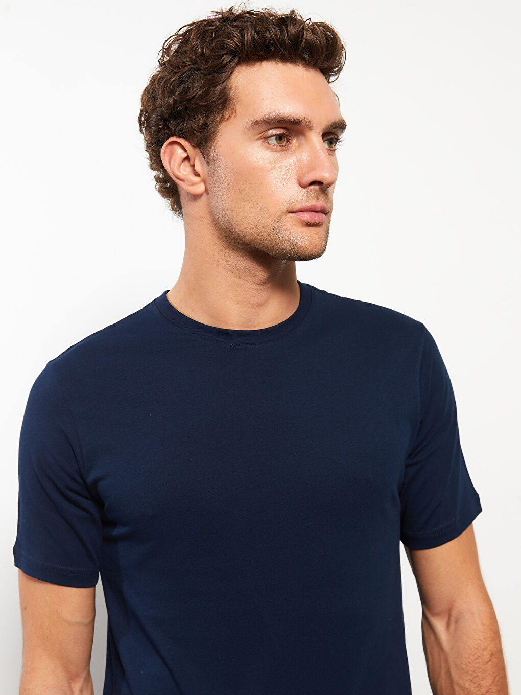 Lacivert Bisiklet Yaka Penye Erkek Tişört