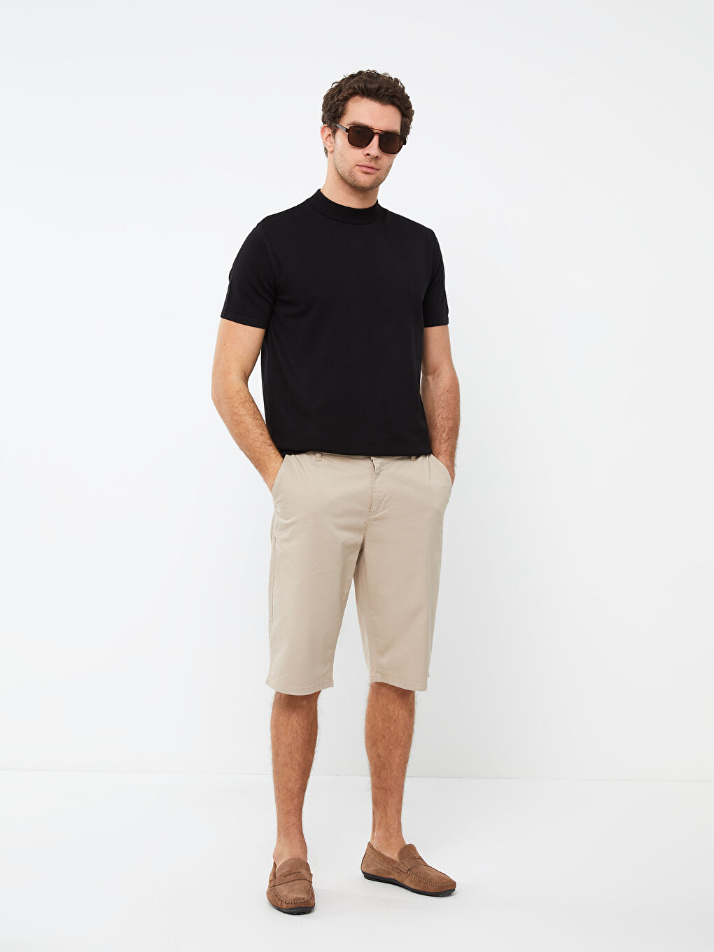 Comfort Fit Gabardine Men's Bermuda Shorts -S38288Z8-S2N