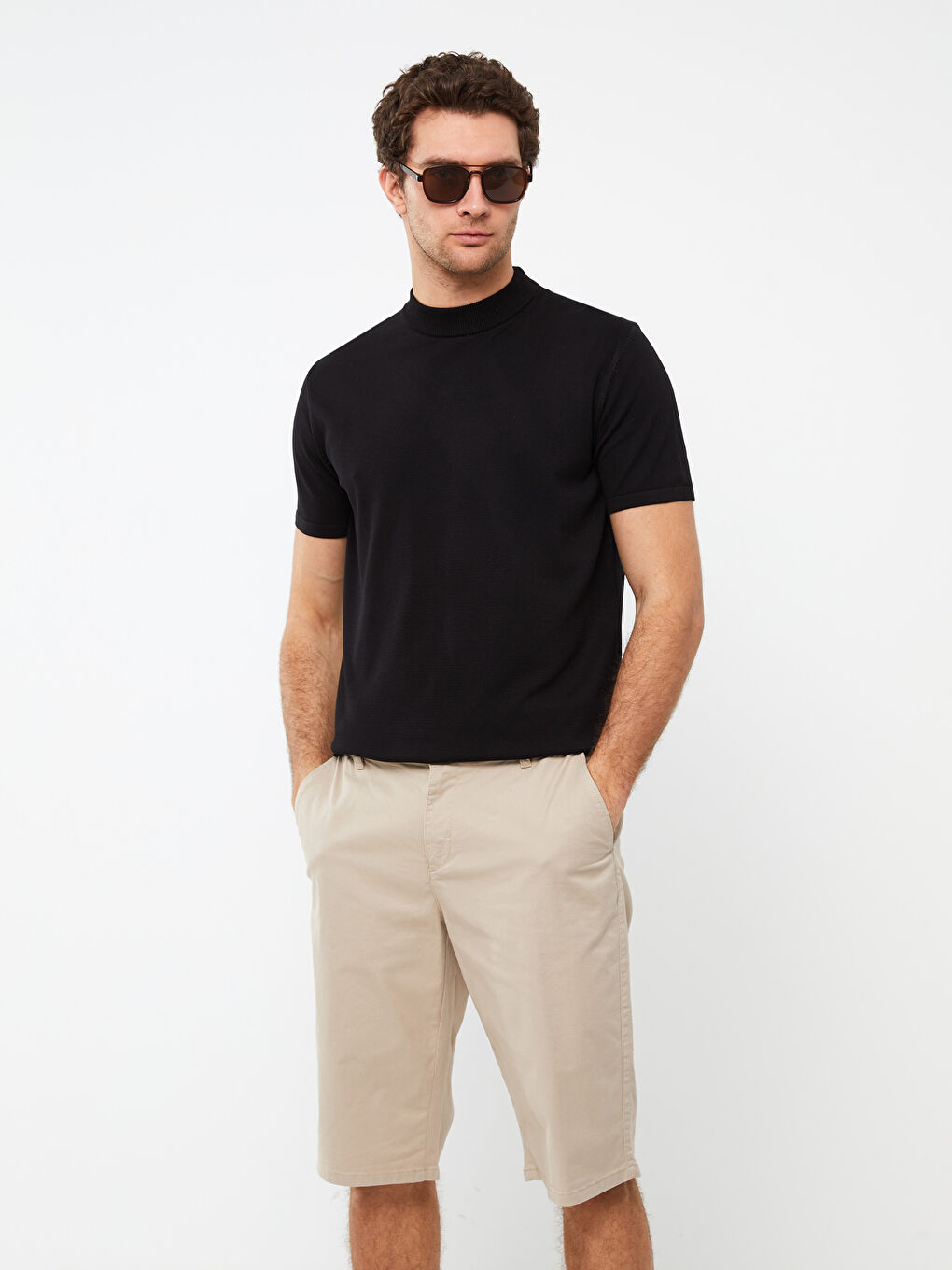 Comfort Fit Gabardine Men's Bermuda Shorts -S38288Z8-S2N