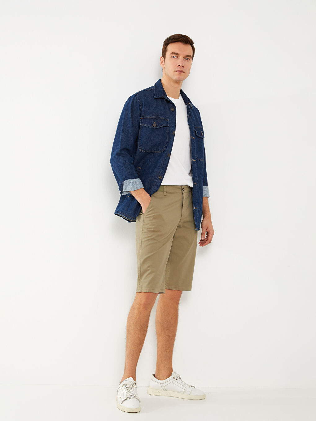 Comfort Fit Gabardine Men's Bermuda Shorts -S38288Z8-S2P
