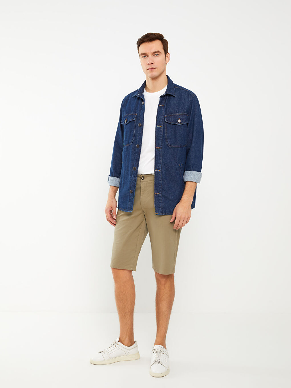 Comfort Fit Gabardine Men's Bermuda Shorts -S38288Z8-S2P