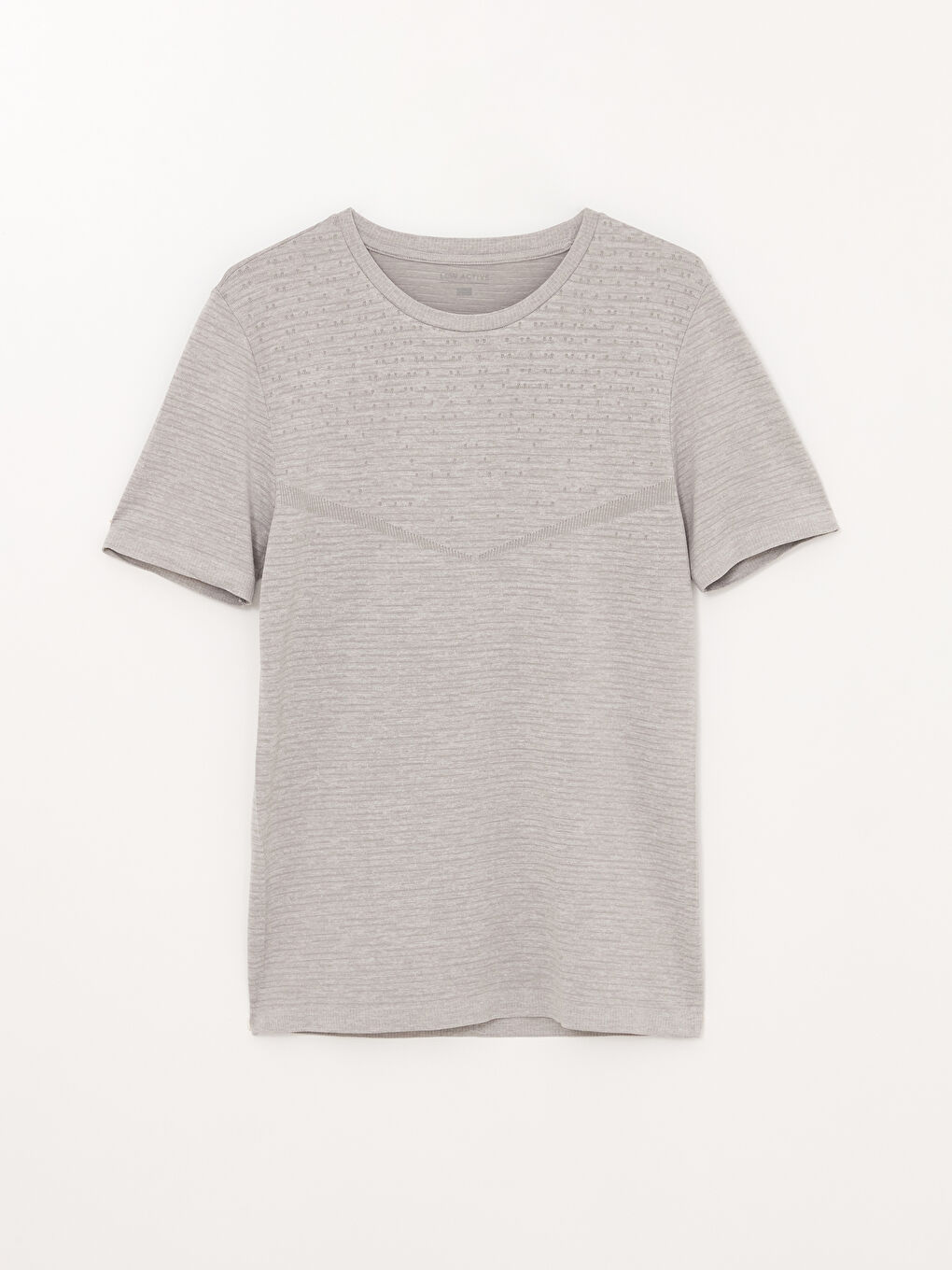 Gri Bisiklet Yaka Kısa Kollu Erkek Spor Tişört-6