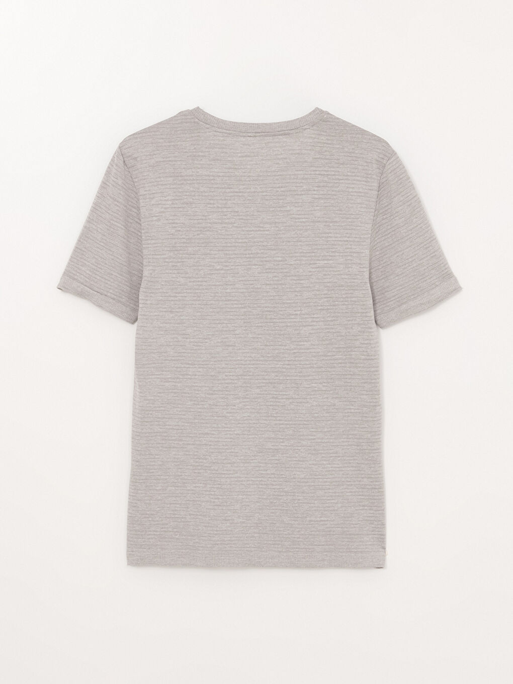 Gri Bisiklet Yaka Kısa Kollu Erkek Spor Tişört-7