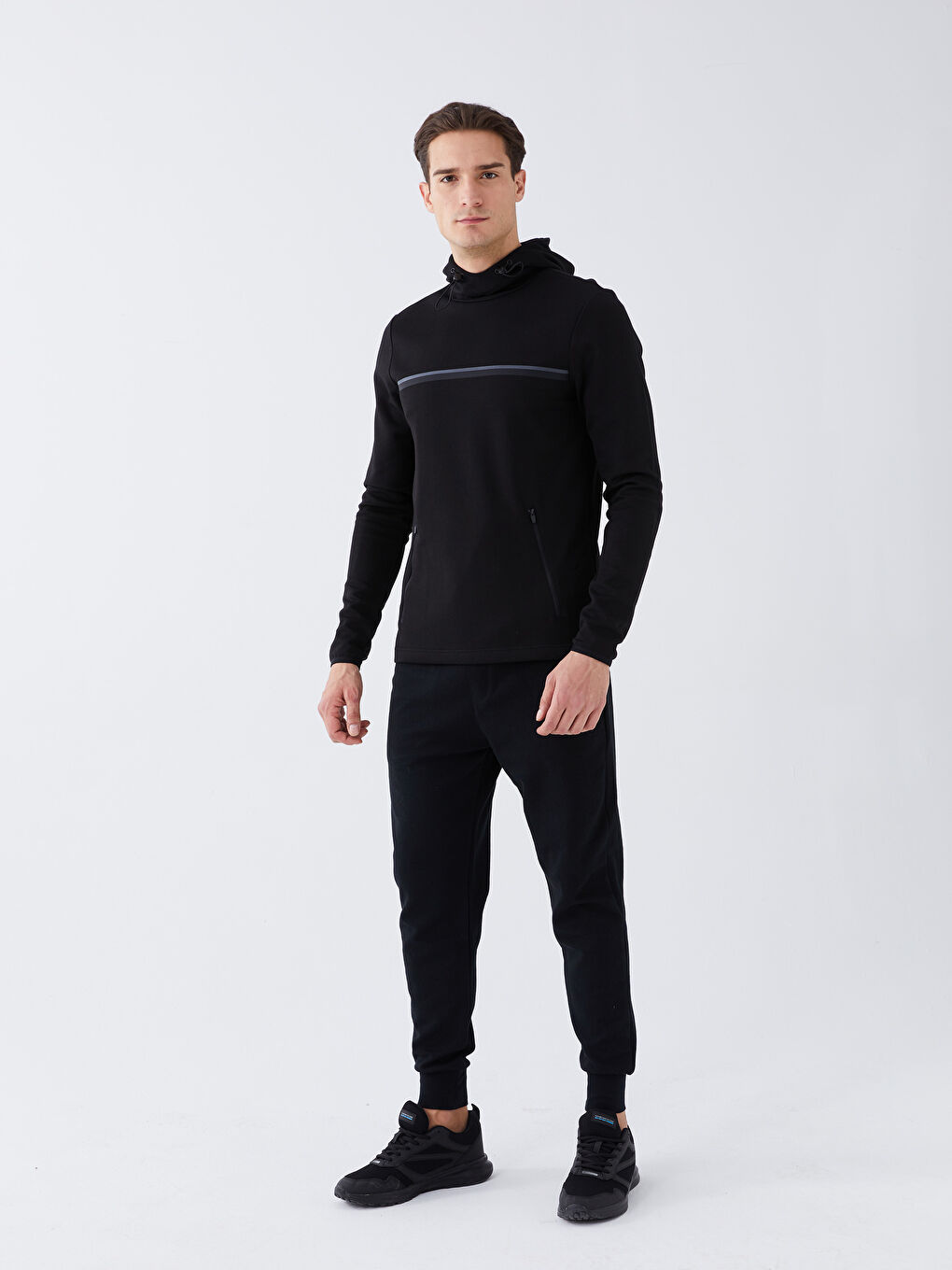 Суитшърт с качулка с дълъг ръкав за мъже-2