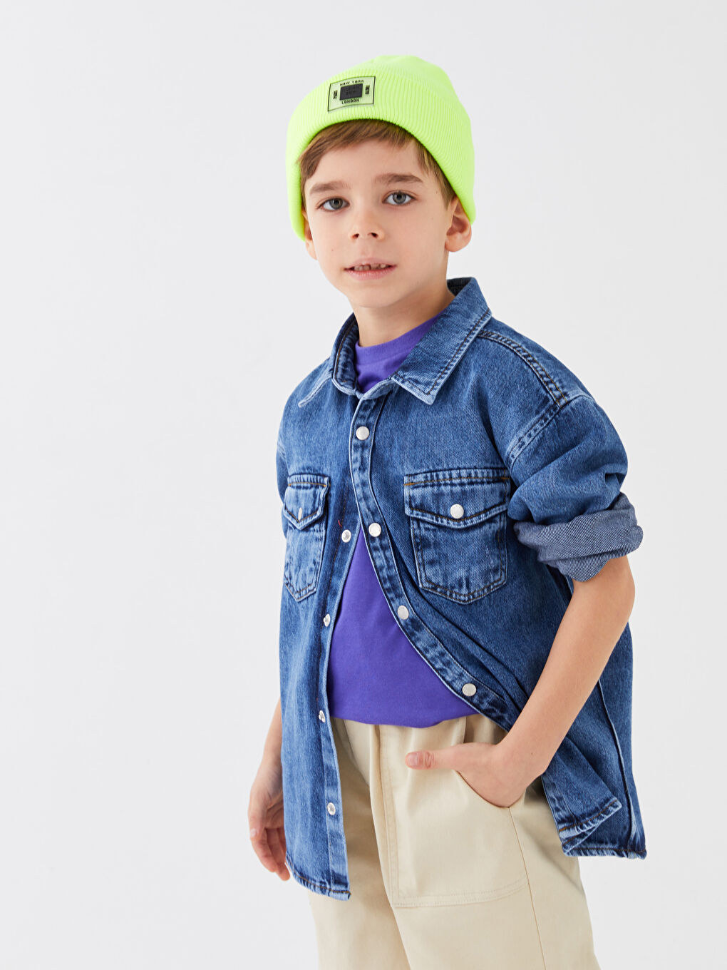 Relaxed Fit Boys' Denim Shirt -S38295Z4-309