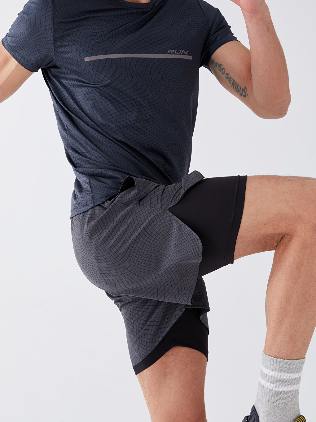 XSIDE ACTIVE Siyah Slim Fit Erkek Taytlı Şort - 4