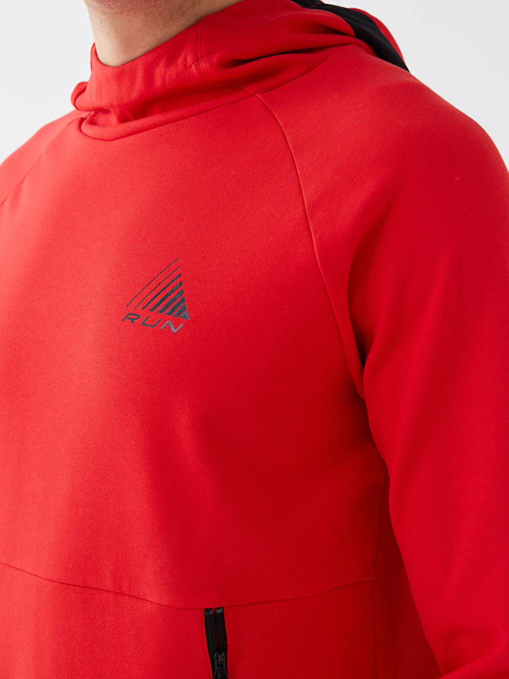 Kırmızı Uzun Kollu Baskılı Erkek Hoodie-5