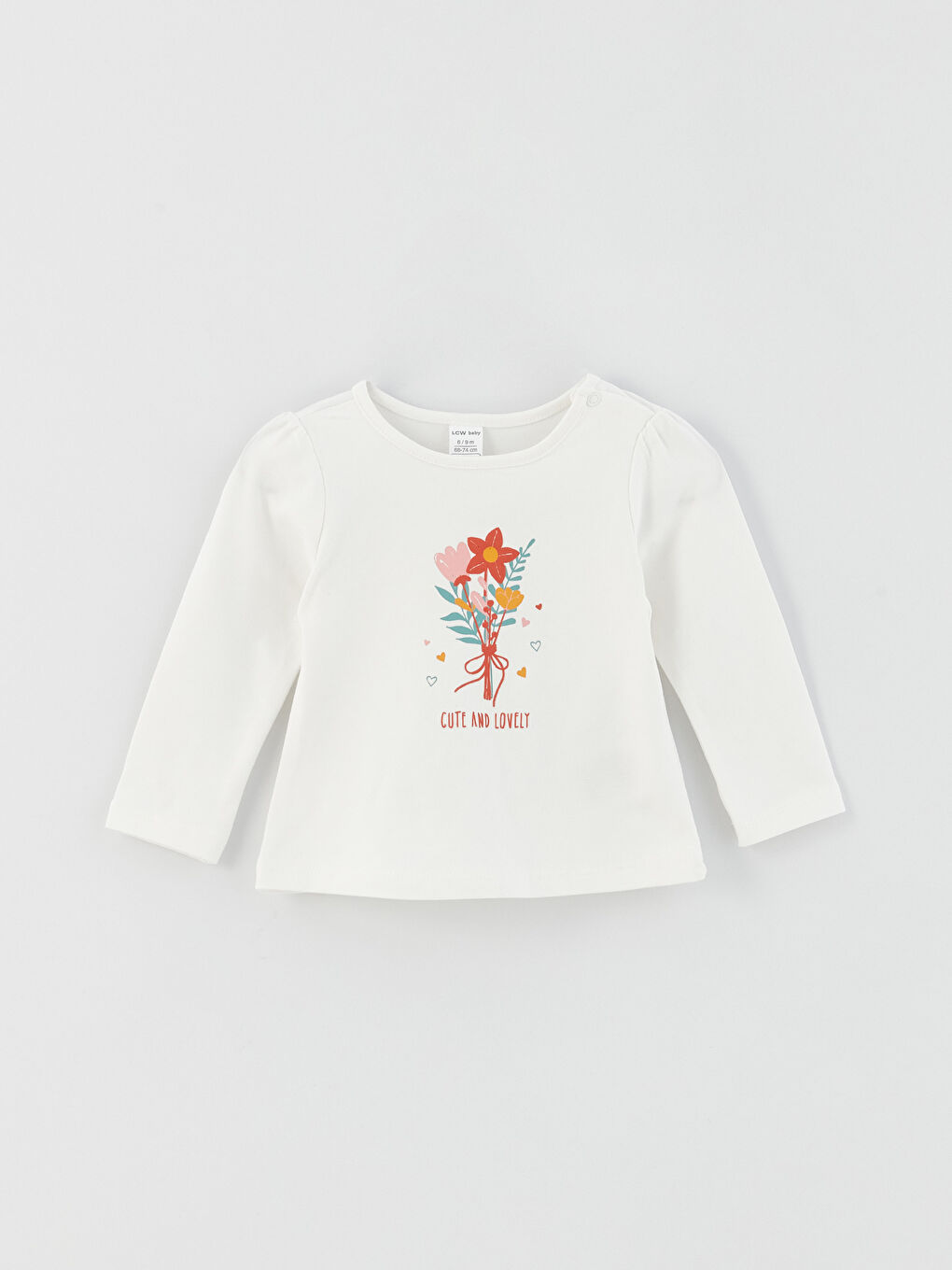 LCW baby تيشيرت كم طويل ياقة دائرية مطبوع وبنطلون سالوبيت للبنات الرضع - طقم من قطعتين -S38317Z1-GQ1