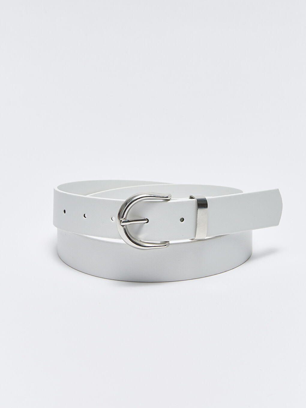 Beyaz Deri Görünümlü Kadın Kemer