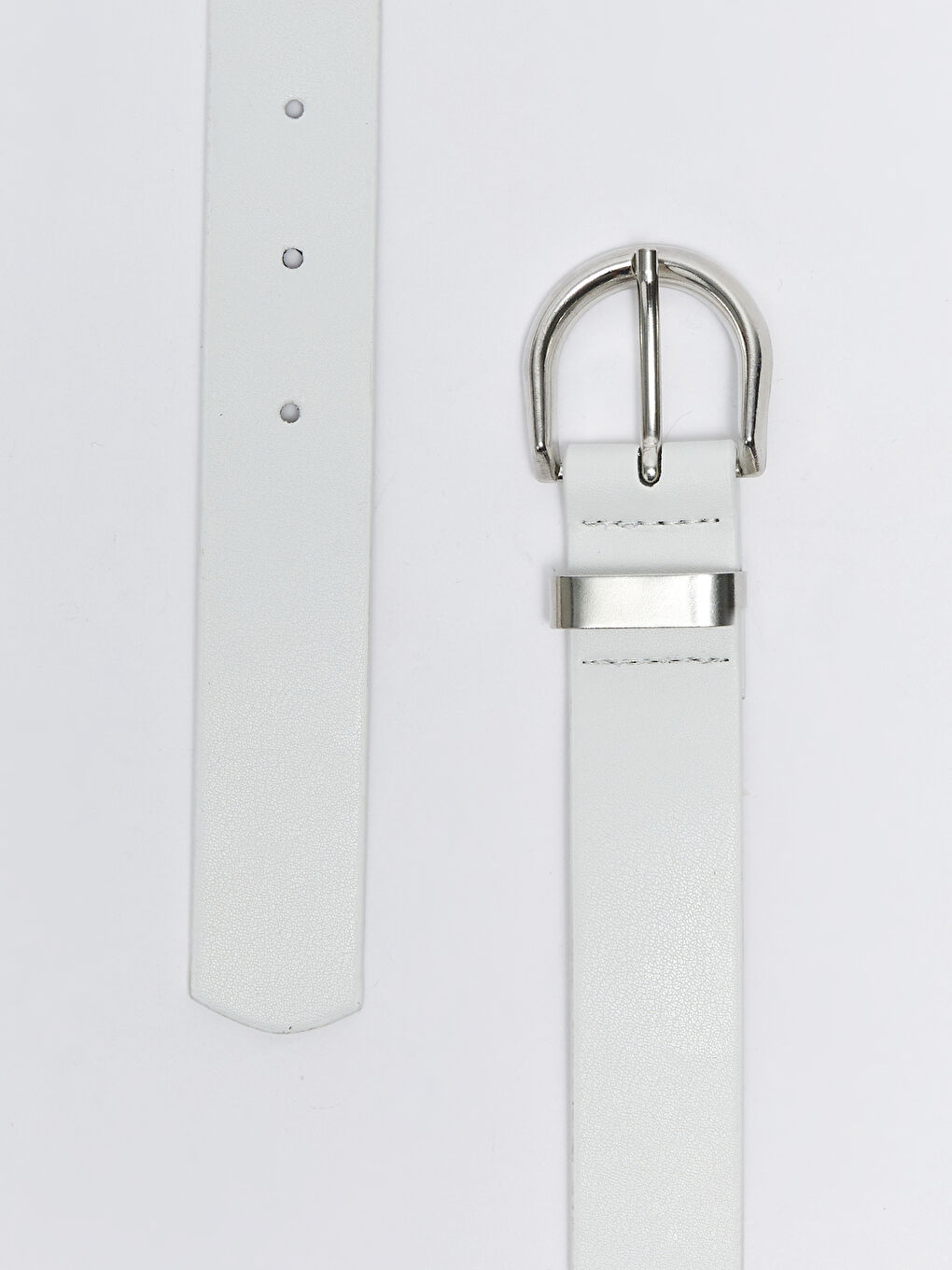 Beyaz Deri Görünümlü Kadın Kemer-2