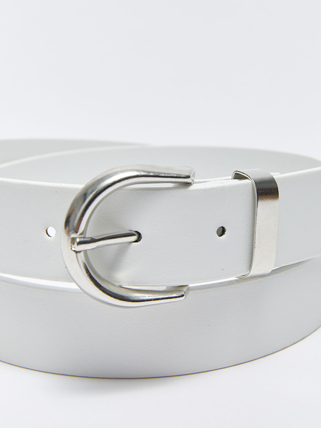 Beyaz Deri Görünümlü Kadın Kemer-3
