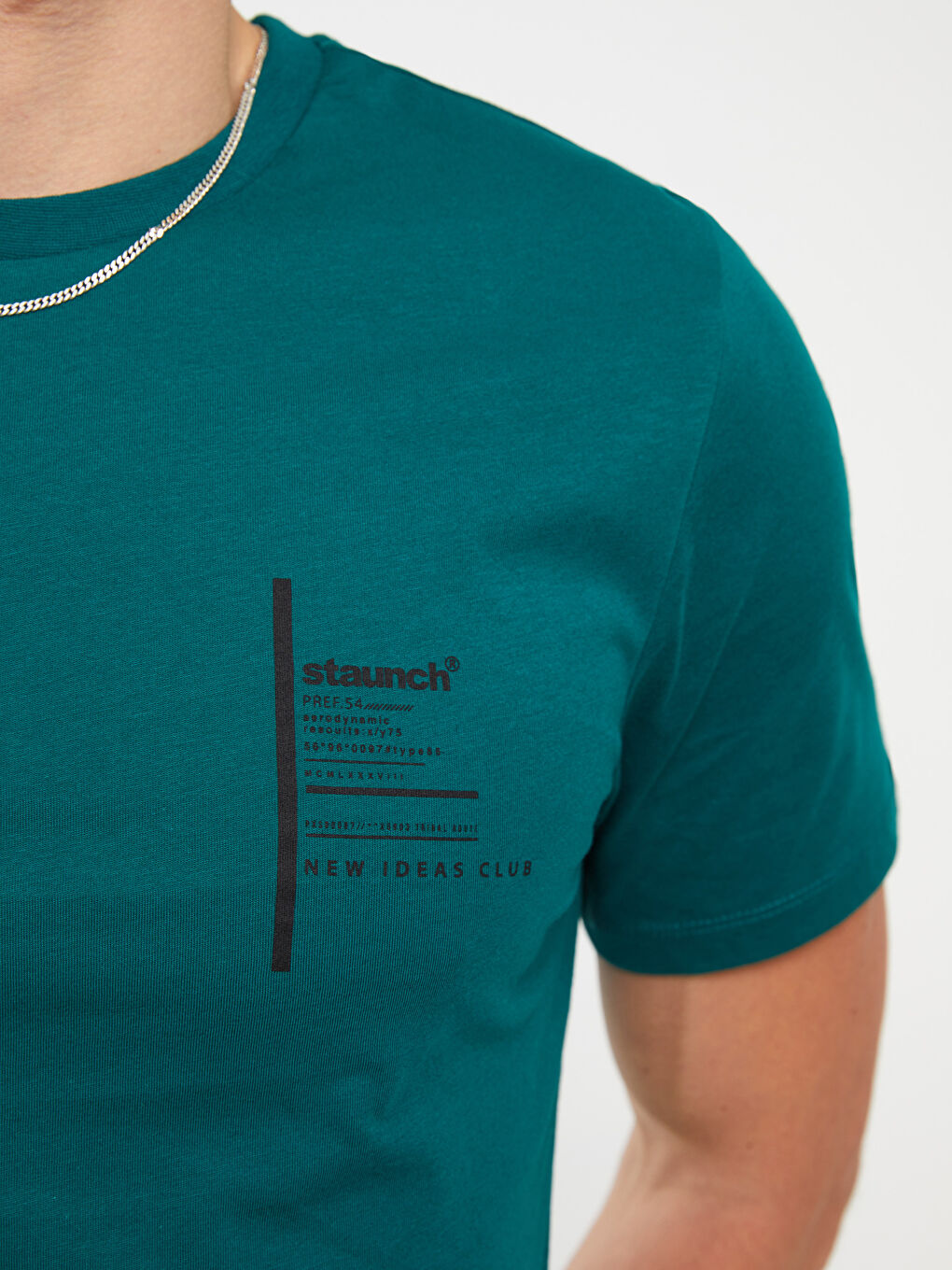 تيشيرت رجالي ياقة دائرية كم قصير مطبوع قطن ممشط-3