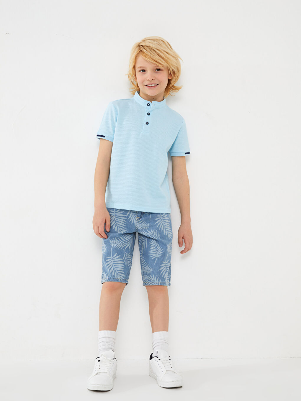 تي شورت أولاد بياقة الجد و كم قصير-1