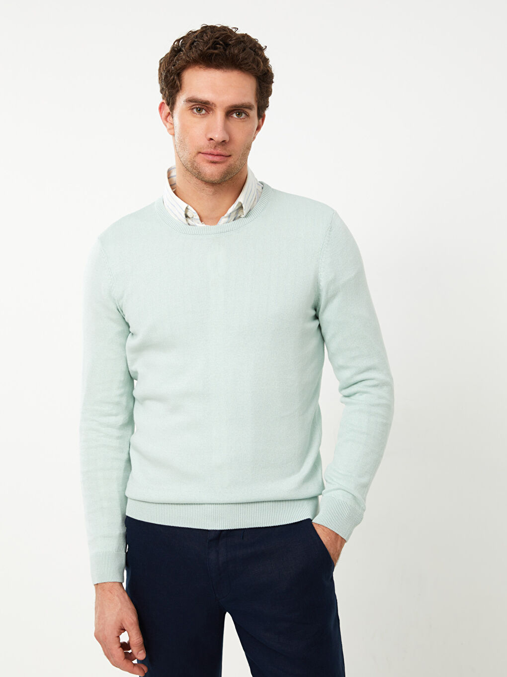LCWAIKIKI Basic Rundhalsausschnitt Langarm Herren Strickpullover -S38364Z8-SPB