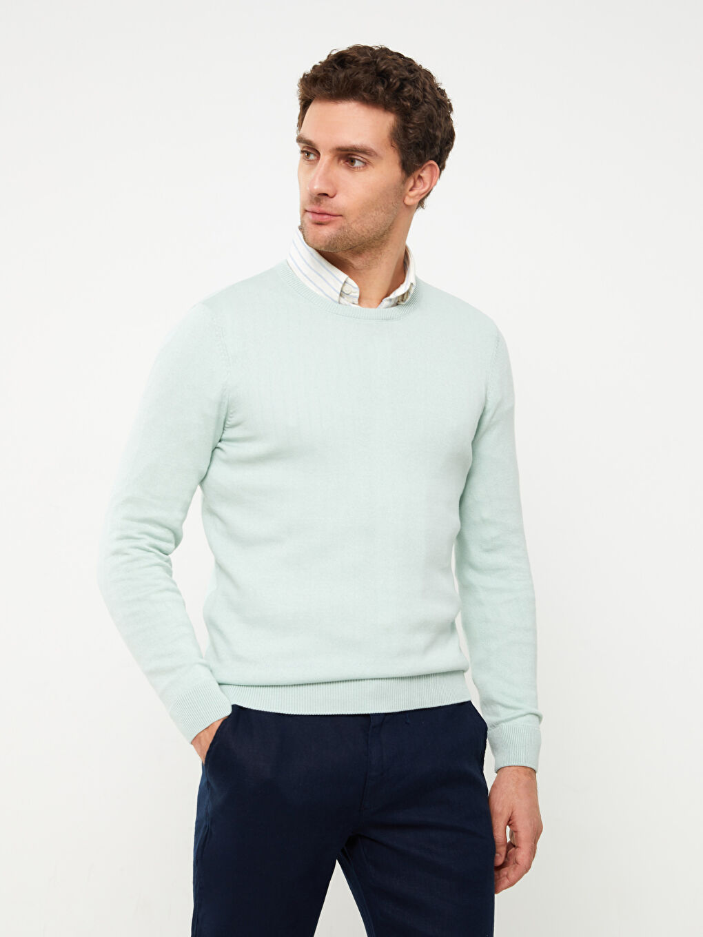 LCWAIKIKI Basic Rundhalsausschnitt Langarm Herren Strickpullover -S38364Z8-SPB