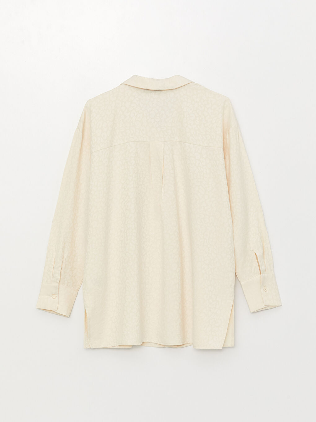 قميص نسائي أوفراسايز كم طويل منقوش-6