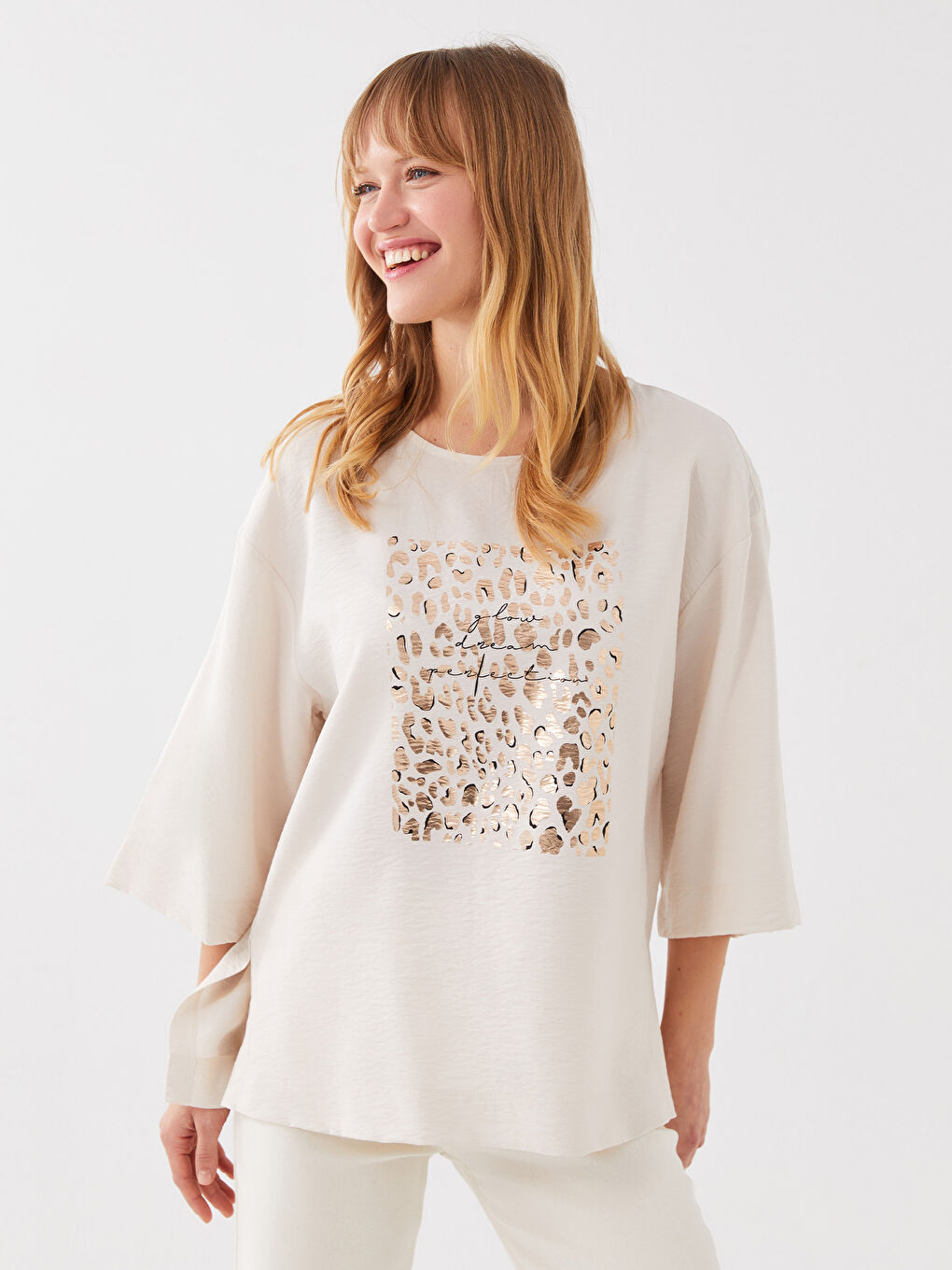 Crew Neck Printed Women's Blouse