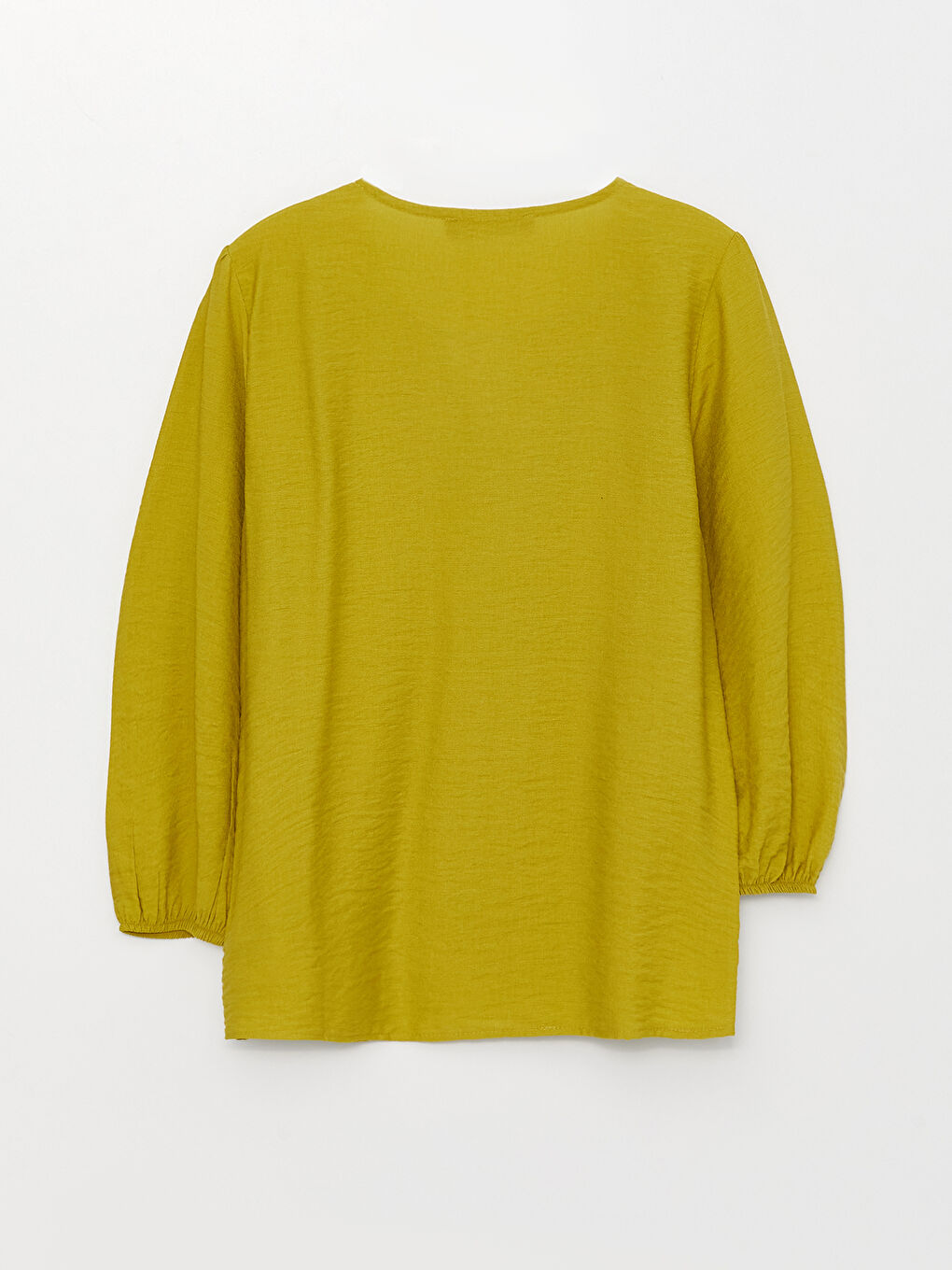 Yeşil Kadın V Yaka Düz Müslin Bluz-6