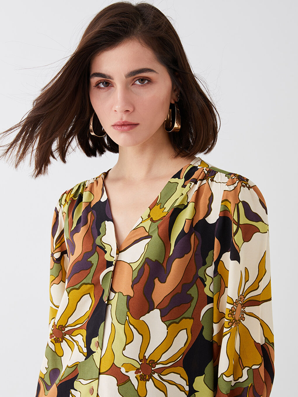 Blouse à Motifs pour Femmes avec Encolure en V