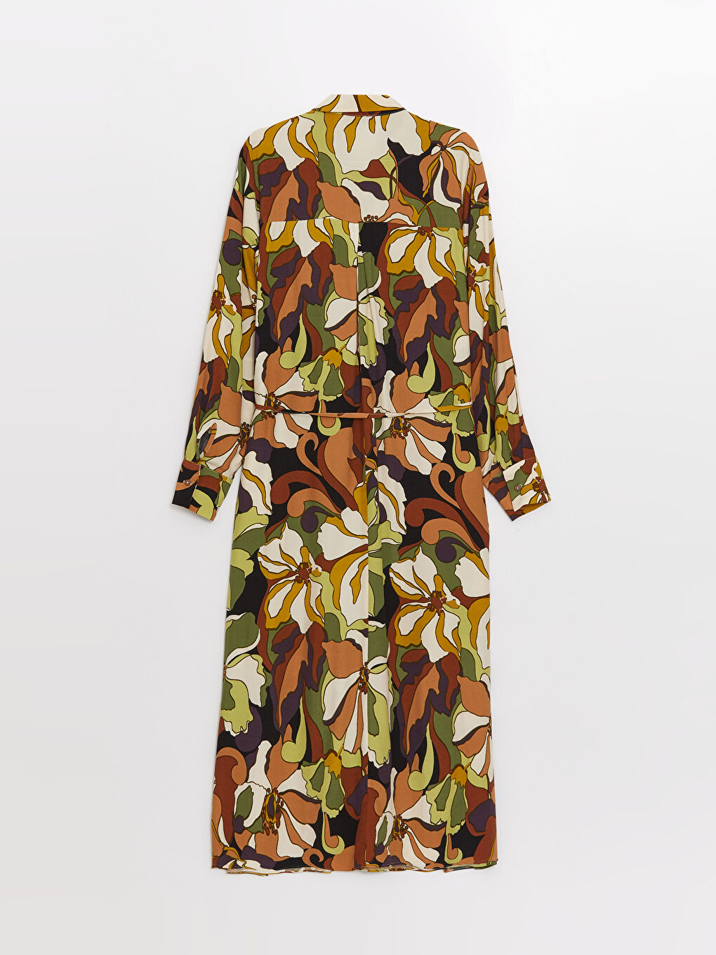 Women's Patterned Long Sleeve Shirt Dress -S38403Z8-F9C