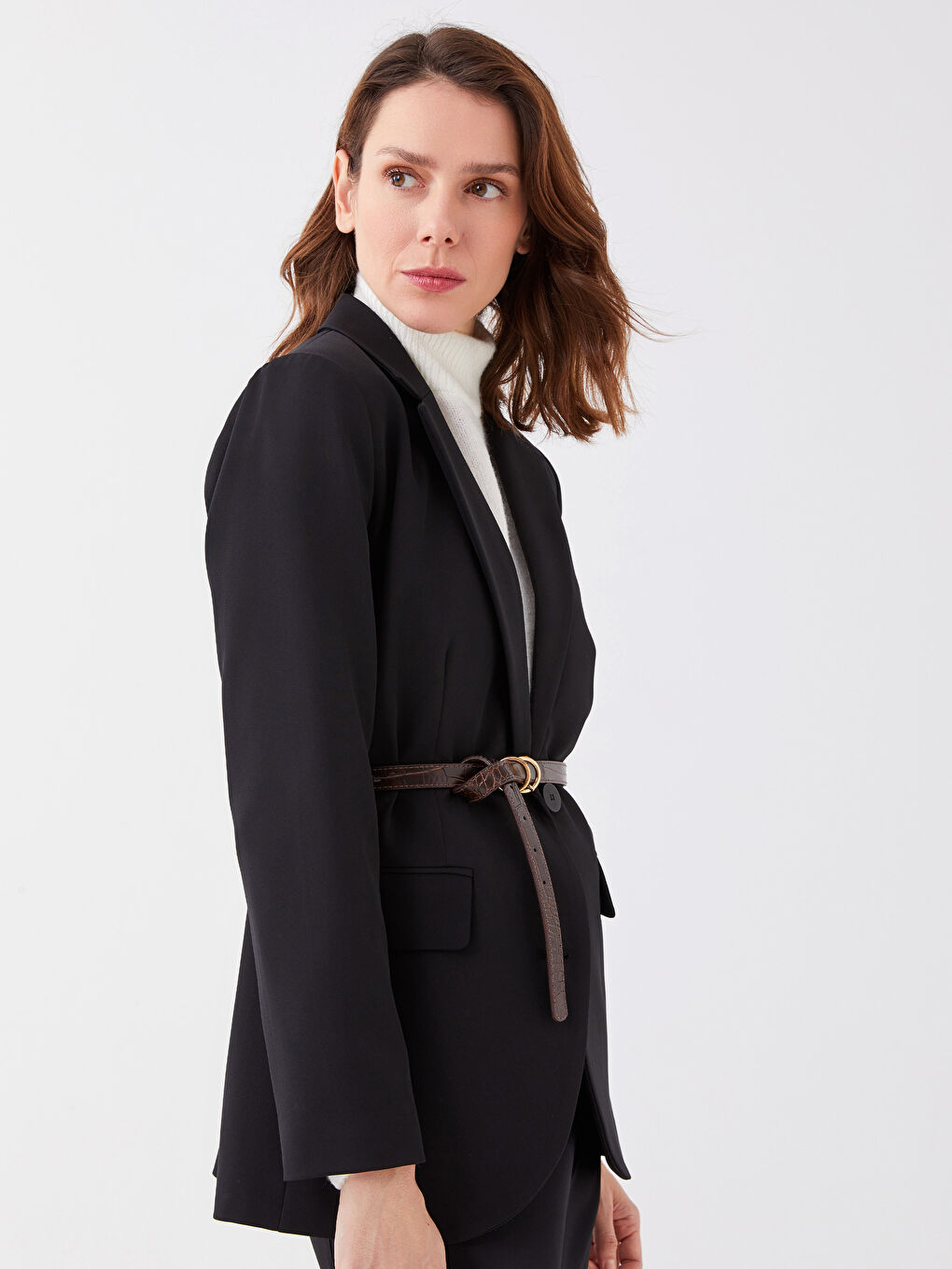 LCWAIKIKI Classic Front Button Closure Straight Long Sleeve Women's Jacket -S38407Z8-CVL